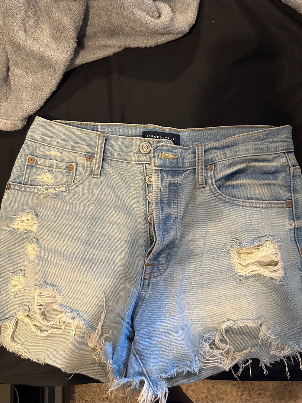 Aeropostale Light Wash Distressed Denim Shorts